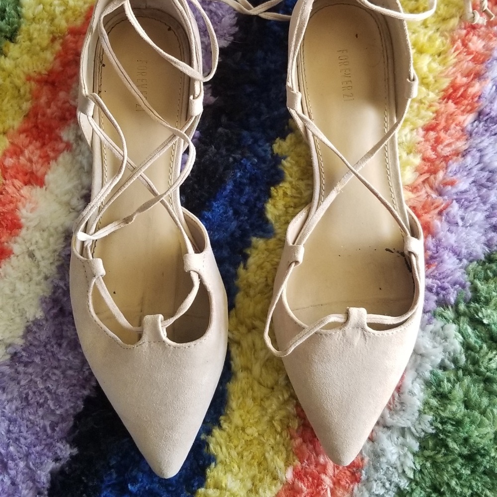 Nude Lace Up Flats